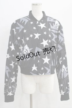 画像1: NieR Clothing / プリントBLOUSON JACKET  黒 H-24-12-26-036-PU-JA-KB-ZH