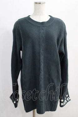 画像1: NieR Clothing / 袖ポンポン付きUNISEX KNIT  グレー H-24-12-26-046-PU-TO-KB-ZH