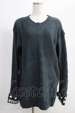 画像1: NieR Clothing / 袖ポンポン付きUNISEX KNIT  グレー H-24-12-26-047-PU-TO-KB-ZH