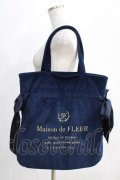 Maison de FLEUR / ベロアダブルリボントートバッグ  ネイビー H-24-12-26-1002-LO-BG-NS-ZH