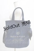 Maison de FLEUR / ベロアダブルリボントートバッグ  ネイビー H-24-12-26-1002-LO-BG-NS-ZH