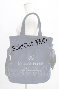 Maison de FLEUR / ベロアダブルリボントートバッグ  ネイビー H-24-12-26-1002-LO-BG-NS-ZH