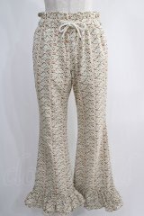 Candy Stripper / FLORAL GIRLY FRILL HEM FLARE PANTS  アイボリー H-24-12-27-060-PU-PA-KB-ZH