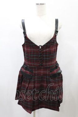 画像1: KILL STAR / DISTORTION PLEATED DRESS L BLOOD TARTAN H-25-01-02-2014-SL-OP-KB-ZH