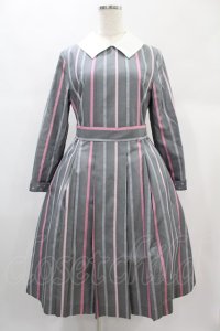 Jane Marple / Ribbon stripe jacquardのパブリックドレス  グレー H-25-01-02-023-JM-OP-KB-ZH