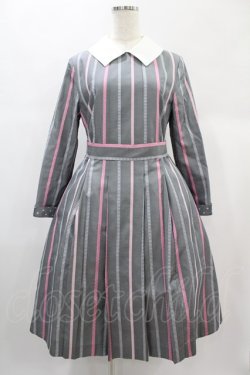 画像1: Jane Marple / Ribbon stripe jacquardのパブリックドレス  グレー H-25-01-02-023-JM-OP-KB-ZH