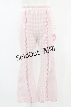 画像1: Candy Stripper / GINGHAM FLARE PANTS  ライトピンク H-25-01-02-041-PU-PA-KB-ZH