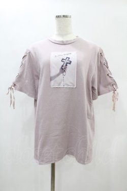 画像1: EATME / レースアップスリーブグラフィックTシャツ Free ピンク H-25-01-03-1054-LO-TS-NS-ZH