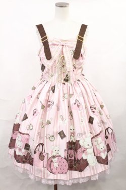 画像1: Angelic Pretty / Travelくまちゃんベルトジャンパースカート Free ピンク H-25-01-07-1006-AP-OP-NS-ZH