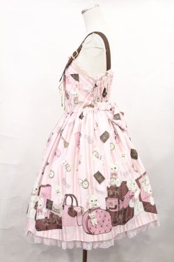 画像2: Angelic Pretty / Travelくまちゃんベルトジャンパースカート Free ピンク H-25-01-07-1006-AP-OP-NS-ZH