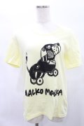 MALKOMALKA / プリントTシャツ  イエロー×黒 H-25-01-11-1019-PU-TO-KB-ZT016