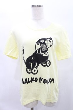 画像1: MALKOMALKA / プリントTシャツ  イエロー×黒 H-25-01-11-1019-PU-TO-KB-ZT016