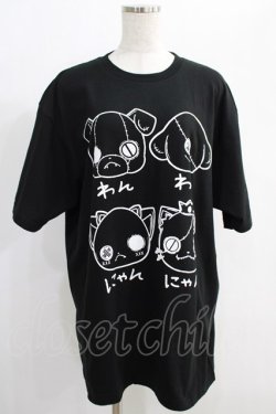 画像1: NieR Clothing / プリントCOTTON CUTSEW XL 黒 H-25-01-11-012-PU-TO-KB-ZT027