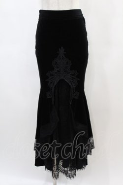 画像1: DARK IN LOVE / Gorgeous mermaid lacey velvet tight maxi skirt S 黒 H-25-01-12-1041-PU-SK-KB-ZH