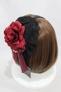 画像2: ATELIER PIERROT / 薔薇レースカチューシャ  黒×黒薔薇 H-25-01-12-1001-EL-AC-KB-ZH