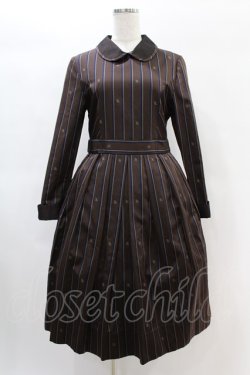 画像1: Jane Marple / Regimental stripeのコレットドレス  ブラウン H-25-01-12-1011-JM-OP-KB-ZH