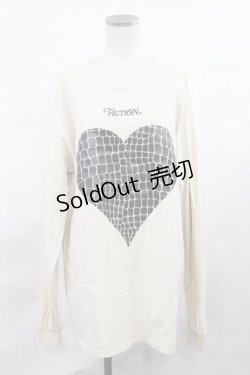 画像1: FICTION TOKYO / Croco Heart Longsleeve T Free ベージュ H-25-01-13-1028-EL-TS-NS-ZH