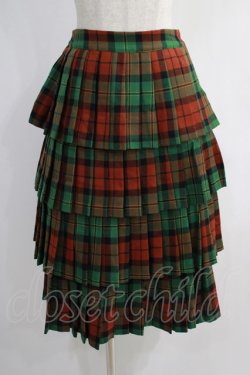 画像1: Jane Marple / Wool tartan dirndl skirt  グリーン H-25-01-13-015-JM-SK-KB-ZH