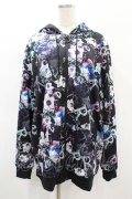 NieR Clothing / ふわもこ総柄ZIP PARKA  黒 H-25-01-15-1049-PU-TO-KB-ZH