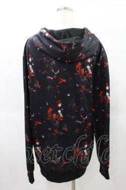 画像2: NieR Clothing / 総柄ZIPパーカー  黒×赤 H-25-01-17-1014-PU-TO-KB-ZH