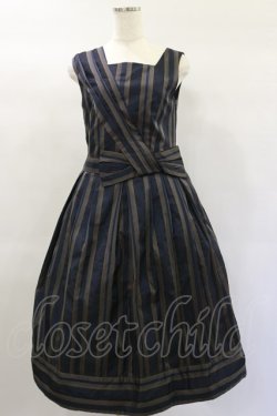 画像1: Jane Marple Dans Le Salon / Old England stripe coronation dress  ネイビー H-25-01-20-1058-JM-OP-KB-ZH