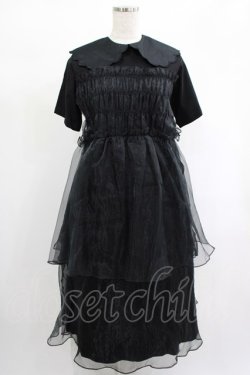 画像1: Candy Stripper / SHEER SHIRRING DRESS 2 ブラック×ブラック H-25-01-21-1028-PU-OP-KB-ZH