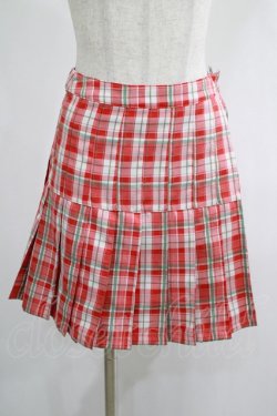 画像1: Candy Stripper / CHECK PLEATS MINI SKIRT S レッド H-25-01-21-1041-PU-SK-KB-ZH