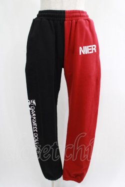 画像1: NieR Clothing / TWO-TONE SWEAT PANTS  黒×赤 H-25-01-21-1047-PU-PA-KB-ZH