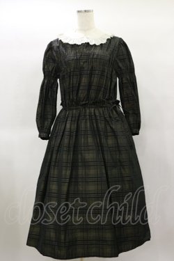 画像1: Jane Marple / Memory shadow check shirring dress  ブラック H-25-01-22-039-JM-OP-KB-ZH