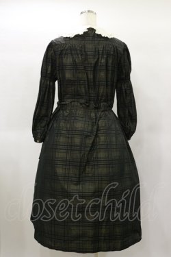 画像2: Jane Marple / Memory shadow check shirring dress  ブラック H-25-01-22-039-JM-OP-KB-ZH