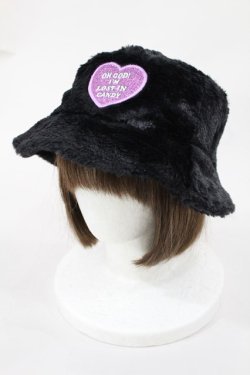 画像1: Candy Stripper / FUR BUCKET HAT  黒 H-25-01-24-2016-PU-AC-KB-ZH