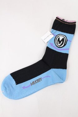 画像1: MILKBOY / Arrow socks  黒×青 H-25-01-24-2020-MB-ZA-KB-ZH