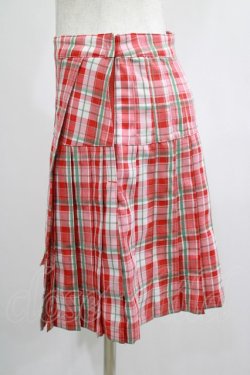 画像2: Candy Stripper / CHECK PLEATS MINI SKIRT M レッド H-25-01-26-023-PU-SK-KB-ZH