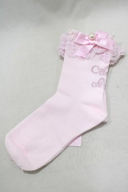 画像1: Angelic Pretty / プリンセスロゴクルー丈ソックス  ピンク H-25-01-27-078-AP-ZA-NS-ZH