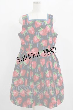 画像1: Jane Marple / Strawberry Meets Logoバックフリルドレス M ブラック H-25-01-30-005-JM-OP-KB-ZH