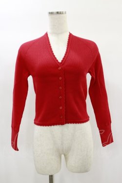 画像1: Katie / FRENCH TOUCH scallop short cardigan  RED H-25-02-02-011-LO-TO-KB-ZH