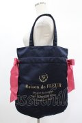 Maison de FLEUR / ダブルリボントートバッグ  ネイビー H-25-02-04-1018-LO-BG-NS-ZH