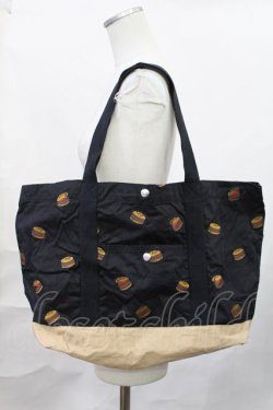 画像1: Candy Stripper / BURGER PANIC TOTE BAG  黒 H-25-02-06-1012-PU-BG-KB-ZH