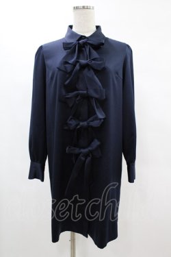 画像1: Maison de FLEUR Petite Robe / フロントリボンドレス S ネイビー H-25-02-10-1040-EL-OP-NS-ZH