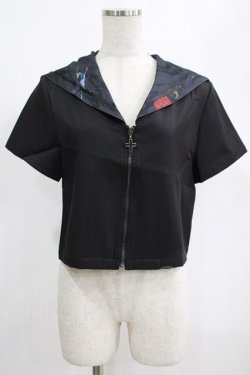 画像1: PUNK RAVE / Chinese Style Silk Fan black sailor collar girl uniform jacket L ブラック H-25-02-12-051-PU-TO-KB-ZS