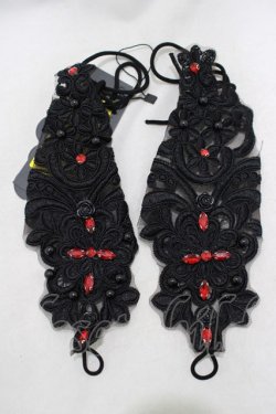 画像1: DEVIL FASHION / Gothic flower shaped sleeves with diamonds  ブラック H-25-02-12-058-PU-ZA-KB-ZH