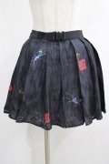 PUNK RAVE / Black printed pleated skirt L ブラック H-25-02-12-021-PU-SK-KB-OS