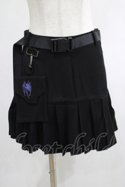 画像1: PUNK RAVE / pleated skirt with waist bag S ブラック H-25-02-13-045-PU-SK-KB-ZS