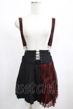 画像1: PUNK RAVE / Yukiko skirt S ブラック×レッド H-25-02-13-054-PU-SK-KB-ZS