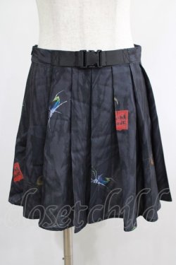 画像1: PUNK RAVE / Black printed pleated skirt S ブラック H-25-02-13-033-PU-SK-KB-ZS