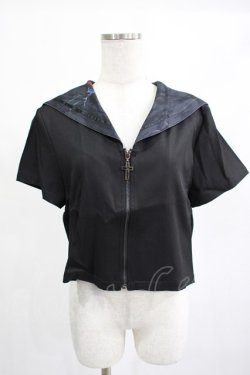 画像1: PUNK RAVE / Chinese Style Silk Fan black sailor collar girl uniform jacket L ブラック H-25-02-14-1022-PU-TO-KB-ZI