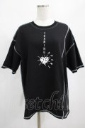 HELL CAT PUNKS / カラーステッチTシャツ  黒×白 H-25-02-15-041-PU-TO-KB-ZT159