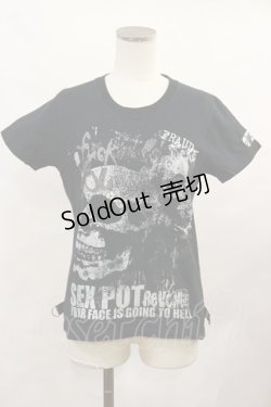 画像1: SEX POT ReVeNGe / スカルプリントTシャツ S 黒 H-25-02-17-1014-SP-TO-KB-ZH