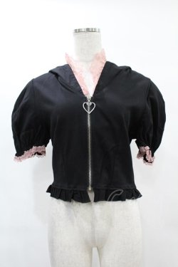 画像1: DARK IN LOVE / Alternative fashion cat haunt zipper top L ブラック H-25-02-21-1051-PU-TO-KB-ZH