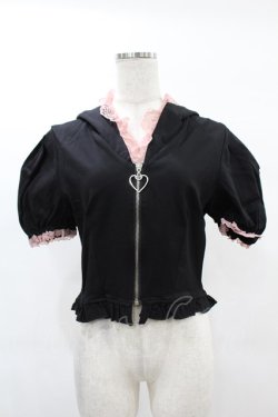 画像1: DARK IN LOVE / Alternative fashion cat haunt zipper top L ブラック H-25-02-21-1052-PU-TO-KB-ZH